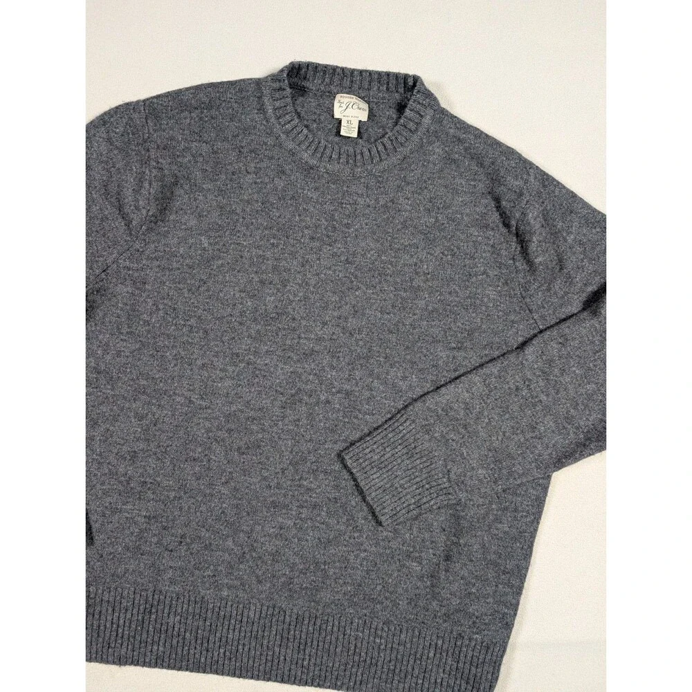 J. Crew Rugged Merino Wool Blend Sweater Mens XL Gray Crewneck Knit Outdoor